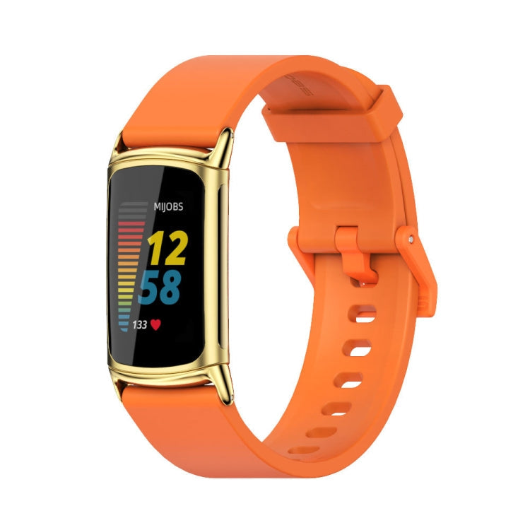 Watch Band – Silicone (Fitbit Charge5) For Fitbit Charge5 Orange+Gold