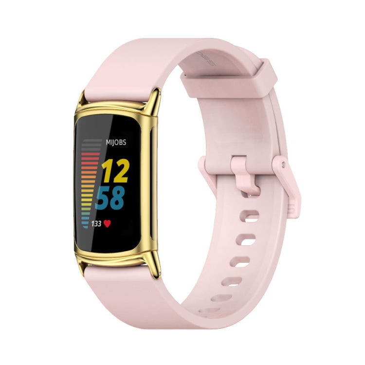 Watch Band – Silicone (Fitbit Charge5) For Fitbit Charge5 Pink+Gold