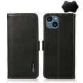 KHAZNEH Side-Magnetic Litchi Genuine Leather RFID Phone Case, For iPhone 14 Plus, For iPhone 14 Pro Max, For iPhone 14 Pro, For iPhone 14 For iPhone 14 Plus Black