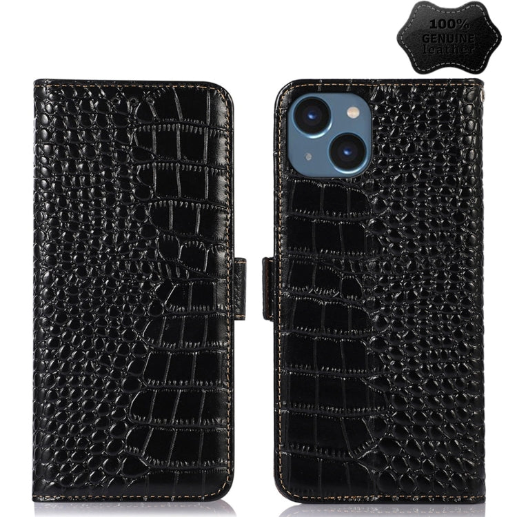 Crocodile Top Layer Cowhide Leather Phone Case – Card Slot, Leather, TPU, For iPhone 14 Plus, For iPhone 14 Pro Max, For iPhone 14 Pro, For iPhone 14 For iPhone 14 Plus Black