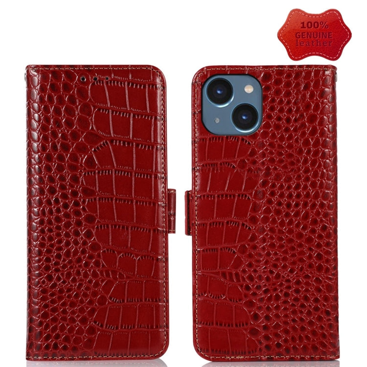 Crocodile Top Layer Cowhide Leather Phone Case – Card Slot, Leather, TPU, For iPhone 14 Plus, For iPhone 14 Pro Max, For iPhone 14 Pro, For iPhone 14 For iPhone 14 Plus Red