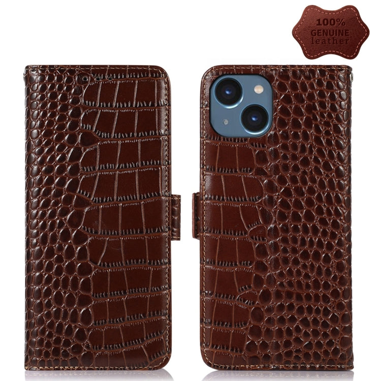 Crocodile Top Layer Cowhide Leather Phone Case – Card Slot, Leather, TPU, For iPhone 14 Plus, For iPhone 14 Pro Max, For iPhone 14 Pro, For iPhone 14 For iPhone 14 Plus Brown