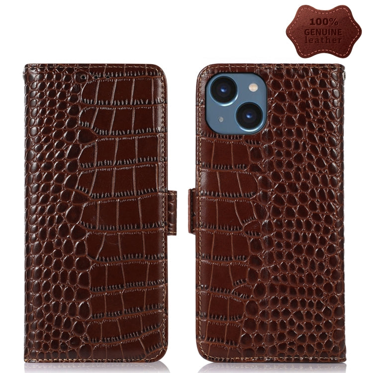 Crocodile Top Layer Cowhide Leather Phone Case – Card Slot, Leather, TPU, For iPhone 14 Plus, For iPhone 14 Pro Max, For iPhone 14 Pro, For iPhone 14 For iPhone 14 Brown