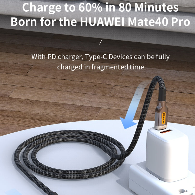 awei CL-125T Type-C / USB-C to Type-C / USB-C Fast Charging Data Cable, Length: 1m – Fast Charging, Data Transmission, TPU