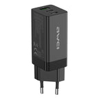 awei PD9 65W GaN Fast Charging Travel Charger, EU Plug Black