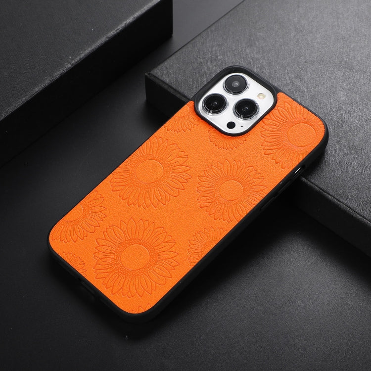 Sunflower Pattern PU+TPU+PC Shockproof Phone Case – Shockproof, Wear-resistant, TPU, For iPhone 13 Pro Max, For Motorola Razr 5G, For Huawei P50 Pocket For iPhone 13 Pro Max Orange