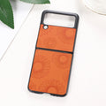 Sunflower Pattern PU+TPU+PC Shockproof Phone Case, For Samsung Galaxy Z Flip3 5G, For Samsung Galaxy Z Fold3 5G For Samsung Galaxy Z Flip3 5G Orange