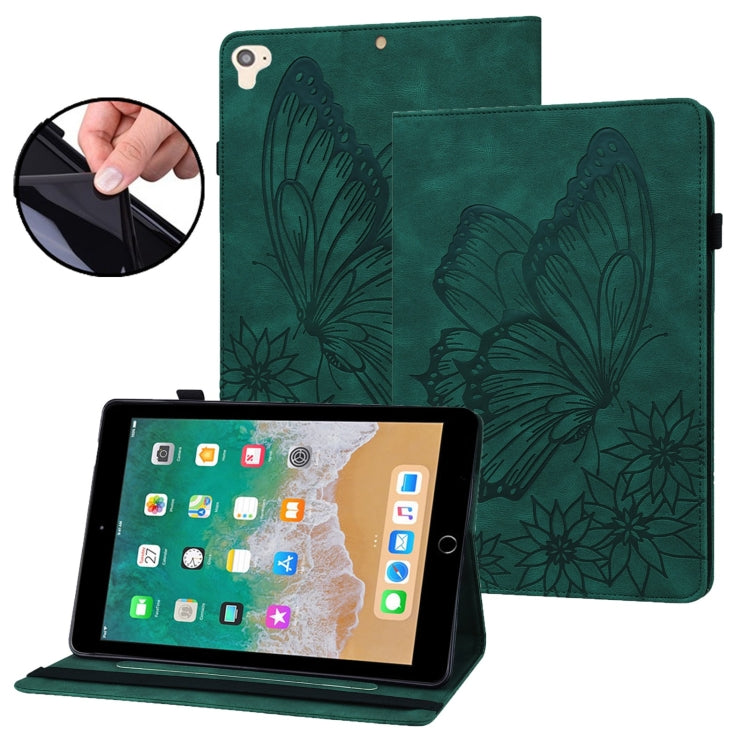 Big Butterfly Embossed Smart Leather Tablet Case – Card Slot, Leather, For iPad 10.2 2020 / Air 2019, For iPad Air 2 / 9.7 2018&2017, For iPad mini 2024 / mini 6, For iPad mini 2019 / 4 / 3 / 2 / 1 For iPad Air 2 9.7 2018&2017 Green