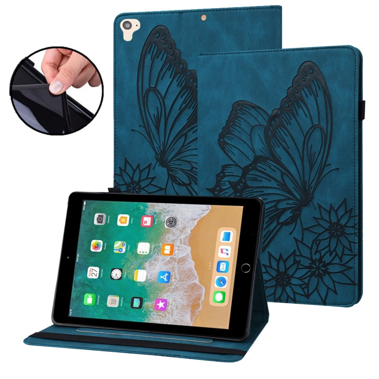Big Butterfly Embossed Smart Leather Tablet Case – Card Slot, Leather, For iPad 10.2 2020 / Air 2019, For iPad Air 2 / 9.7 2018&2017, For iPad mini 2024 / mini 6, For iPad mini 2019 / 4 / 3 / 2 / 1 For iPad Air 2 9.7 2018&2017 Blue