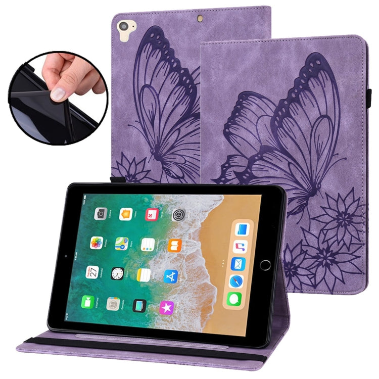 Big Butterfly Embossed Smart Leather Tablet Case – Card Slot, Leather, For iPad 10.2 2020 / Air 2019, For iPad Air 2 / 9.7 2018&2017, For iPad mini 2024 / mini 6, For iPad mini 2019 / 4 / 3 / 2 / 1 For iPad Air 2 9.7 2018&2017 Purple