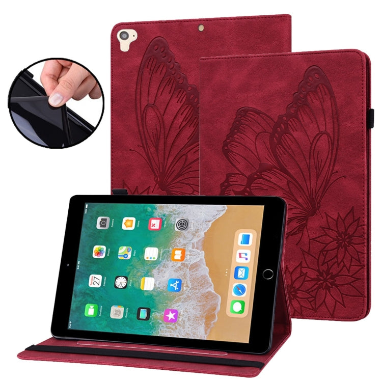 Big Butterfly Embossed Smart Leather Tablet Case – Card Slot, Leather, For iPad 10.2 2020 / Air 2019, For iPad Air 2 / 9.7 2018&2017, For iPad mini 2024 / mini 6, For iPad mini 2019 / 4 / 3 / 2 / 1 For iPad Air 2 9.7 2018&2017 Red
