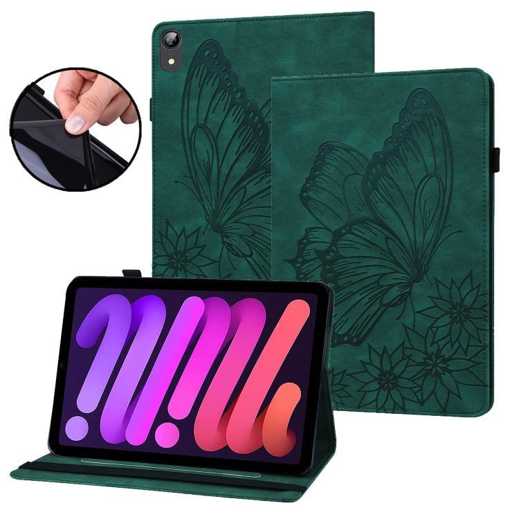 Big Butterfly Embossed Smart Leather Tablet Case – Card Slot, Leather, For iPad 10.2 2020 / Air 2019, For iPad Air 2 / 9.7 2018&2017, For iPad mini 2024 / mini 6, For iPad mini 2019 / 4 / 3 / 2 / 1 For iPad mini 2024 mini 6 Green