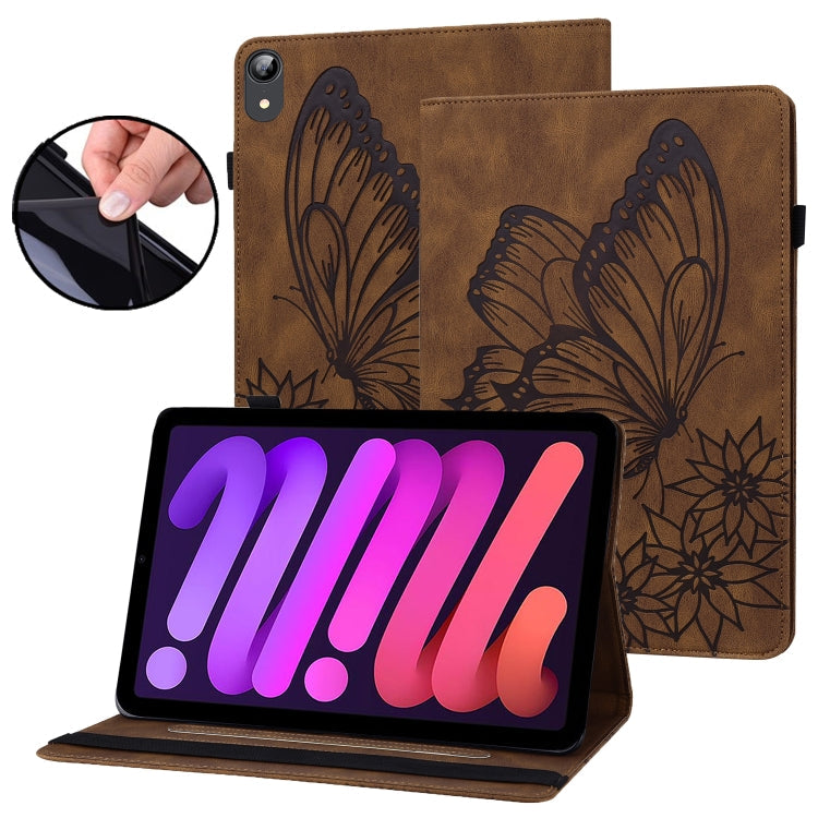 Big Butterfly Embossed Smart Leather Tablet Case – Card Slot, Leather, For iPad 10.2 2020 / Air 2019, For iPad Air 2 / 9.7 2018&2017, For iPad mini 2024 / mini 6, For iPad mini 2019 / 4 / 3 / 2 / 1 For iPad mini 2024 mini 6 Brown