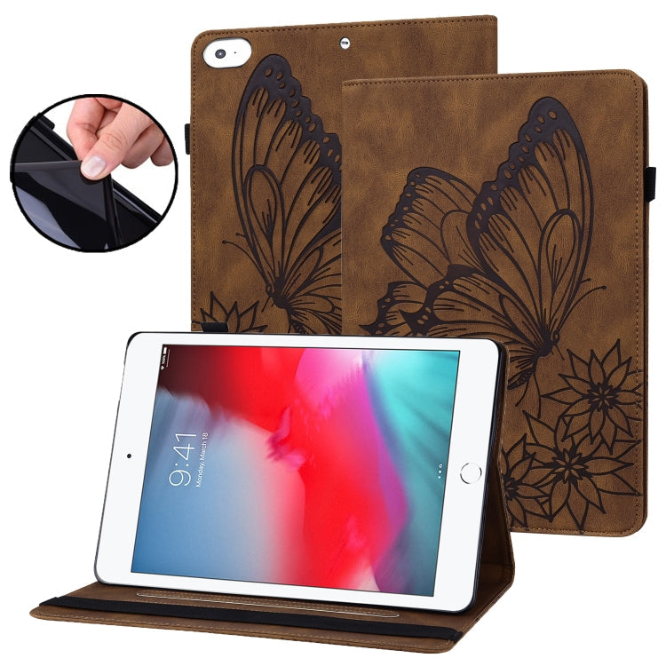 Big Butterfly Embossed Smart Leather Tablet Case – Card Slot, Leather, For iPad 10.2 2020 / Air 2019, For iPad Air 2 / 9.7 2018&2017, For iPad mini 2024 / mini 6, For iPad mini 2019 / 4 / 3 / 2 / 1 For iPad mini 2019 4 3 2 1 Brown