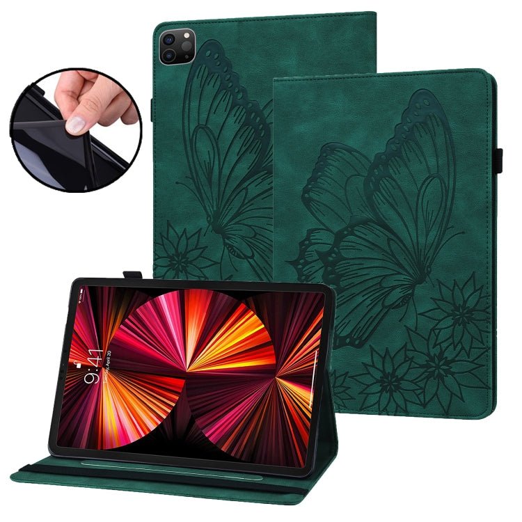 Big Butterfly Embossed Smart Leather Tablet Case, For iPad Pro 11 2022 / 2021&2020 / Air 2020 / 11 2024 For iPad Pro 11 2022 2021&2020 Air 2020 11 2024 Green