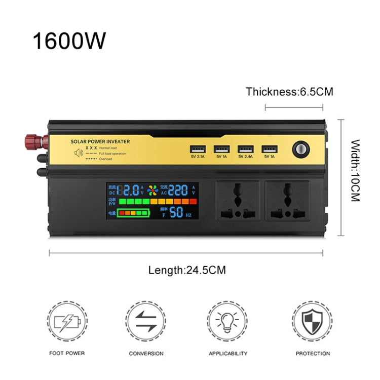 8896 1600W Car Smart Multi-functional Digital Display Inverter, 12V, 24V