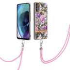 Flowers Series TPU Phone Case with Lanyard, For Motorola Moto G71 5G, For Motorola Moto G200, For Nokia G20/G10, For Nokia G21/G11 For Motorola Moto G71 5G Purple Peony