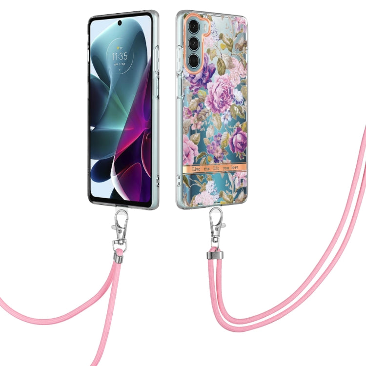 Flowers Series TPU Phone Case with Lanyard – Lanyard, TPU, For Motorola Moto G71 5G, For Motorola Moto G200, For Nokia G20/G10, For Nokia G21/G11 For Motorola Moto G200 Purple Peony