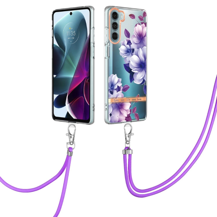 Flowers Series TPU Phone Case with Lanyard – Lanyard, TPU, For Motorola Moto G71 5G, For Motorola Moto G200, For Nokia G20/G10, For Nokia G21/G11 For Motorola Moto G200 Purple Begonia