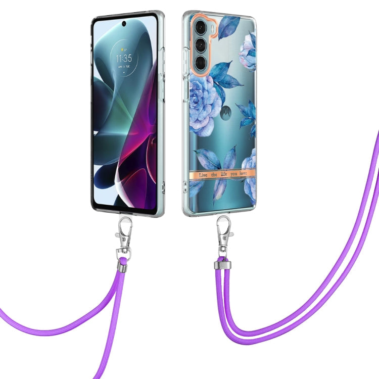 Flowers Series TPU Phone Case with Lanyard – Lanyard, TPU, For Motorola Moto G71 5G, For Motorola Moto G200, For Nokia G20/G10, For Nokia G21/G11 For Motorola Moto G200 Blue Peony