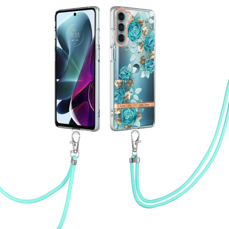 Flowers Series TPU Phone Case with Lanyard – Lanyard, TPU, For Motorola Moto G71 5G, For Motorola Moto G200, For Nokia G20/G10, For Nokia G21/G11 For Motorola Moto G200 Blue Rose