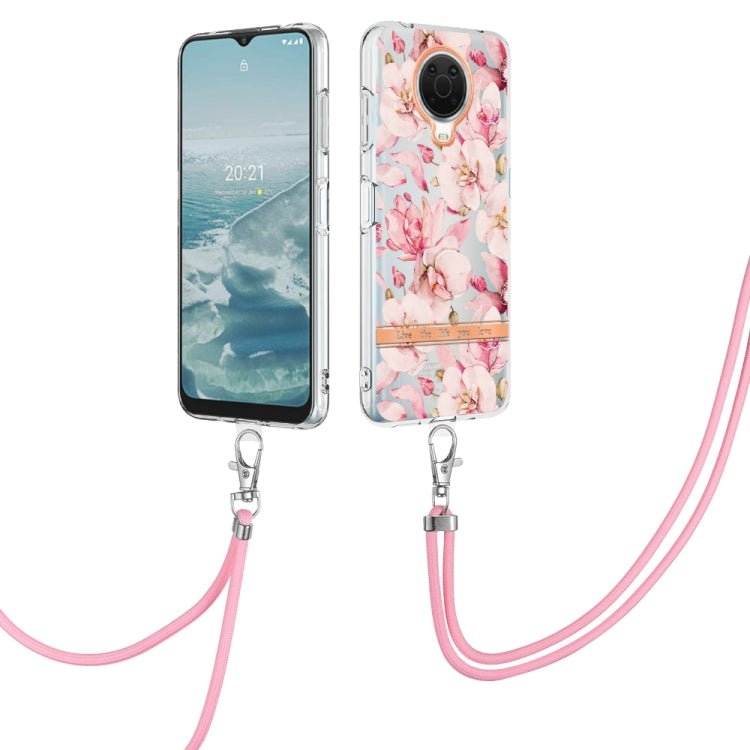 Flowers Series TPU Phone Case with Lanyard – Lanyard, TPU, For Motorola Moto G71 5G, For Motorola Moto G200, For Nokia G20/G10, For Nokia G21/G11 For Nokia G20 G10 Pink Gardenia