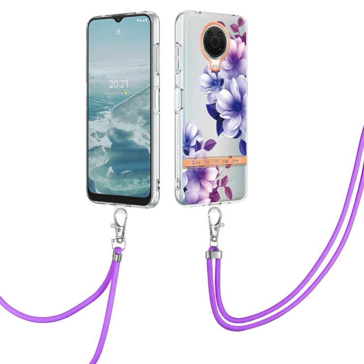 Flowers Series TPU Phone Case with Lanyard – Lanyard, TPU, For Motorola Moto G71 5G, For Motorola Moto G200, For Nokia G20/G10, For Nokia G21/G11 For Nokia G20 G10 Purple Begonia