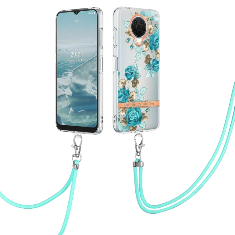 Flowers Series TPU Phone Case with Lanyard – Lanyard, TPU, For Motorola Moto G71 5G, For Motorola Moto G200, For Nokia G20/G10, For Nokia G21/G11 For Nokia G20 G10 Blue Rose