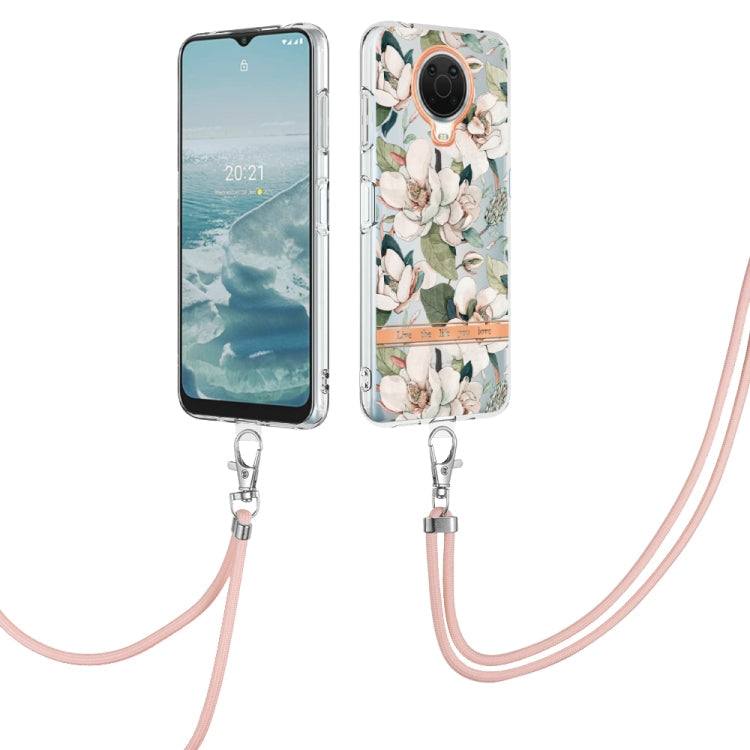 Flowers Series TPU Phone Case with Lanyard – Lanyard, TPU, For Motorola Moto G71 5G, For Motorola Moto G200, For Nokia G20/G10, For Nokia G21/G11 For Nokia G20 G10 Green Gardenia