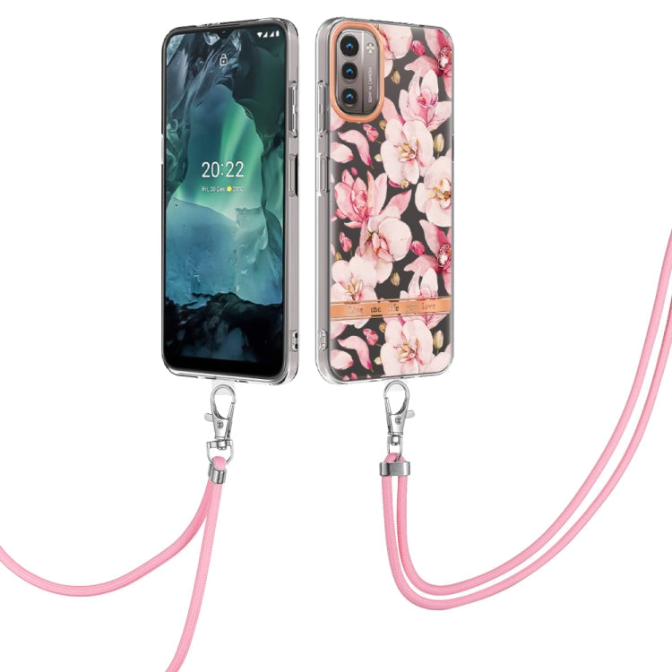 Flowers Series TPU Phone Case with Lanyard – Lanyard, TPU, For Motorola Moto G71 5G, For Motorola Moto G200, For Nokia G20/G10, For Nokia G21/G11 For Nokia G21 G11 Pink Gardenia