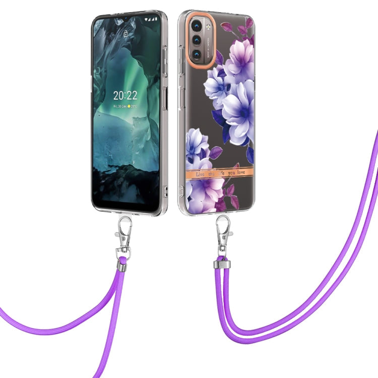 Flowers Series TPU Phone Case with Lanyard – Lanyard, TPU, For Motorola Moto G71 5G, For Motorola Moto G200, For Nokia G20/G10, For Nokia G21/G11 For Nokia G21 G11 Purple Begonia