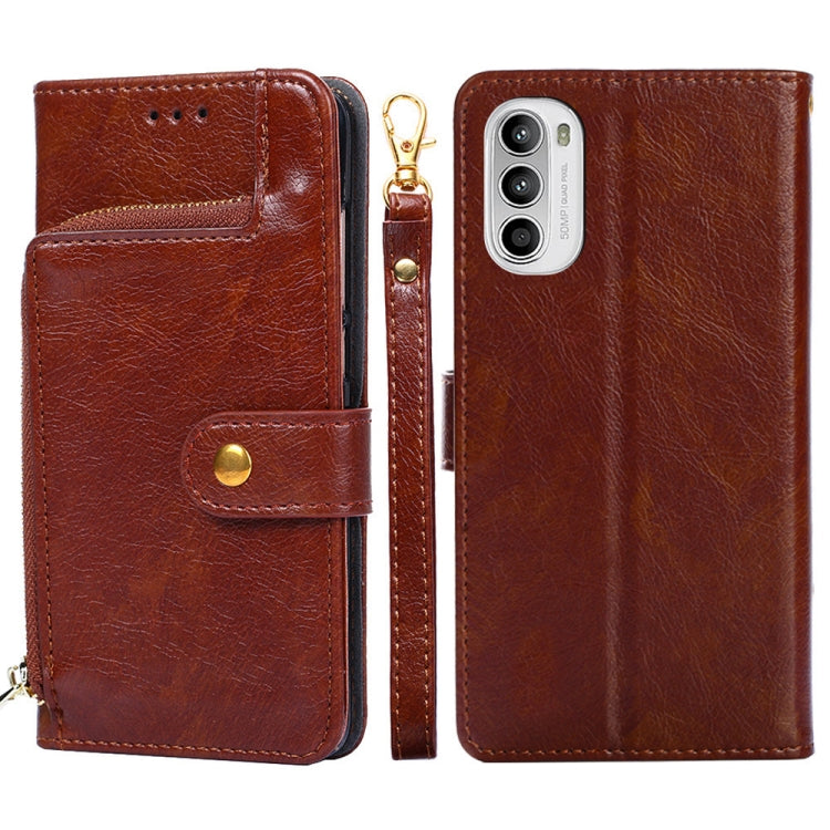 Zipper Bag Leather Phone Case – Card Slot, Leather, TPU, For Motorola Moto E32, For OPPO A36/A76 4G Global, For OPPO A57 5G 2022/Realme Q5i, For Motorola Moto G22, For OPPO A95 5G, For Motorola Moto G52 4G/Moto G82 5G For Motorola Moto G52 4G Moto G82 5G Brown