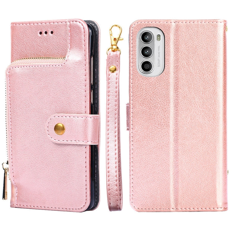 Zipper Bag Leather Phone Case – Card Slot, Leather, TPU, For Motorola Moto E32, For OPPO A36/A76 4G Global, For OPPO A57 5G 2022/Realme Q5i, For Motorola Moto G22, For OPPO A95 5G, For Motorola Moto G52 4G/Moto G82 5G For Motorola Moto G52 4G Moto G82 5G Rose Gold