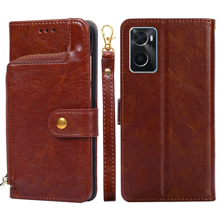 Zipper Bag Leather Phone Case – Card Slot, Leather, TPU, For Motorola Moto E32, For OPPO A36/A76 4G Global, For OPPO A57 5G 2022/Realme Q5i, For Motorola Moto G22, For OPPO A95 5G, For Motorola Moto G52 4G/Moto G82 5G For OPPO A36 A76 4G Global Brown