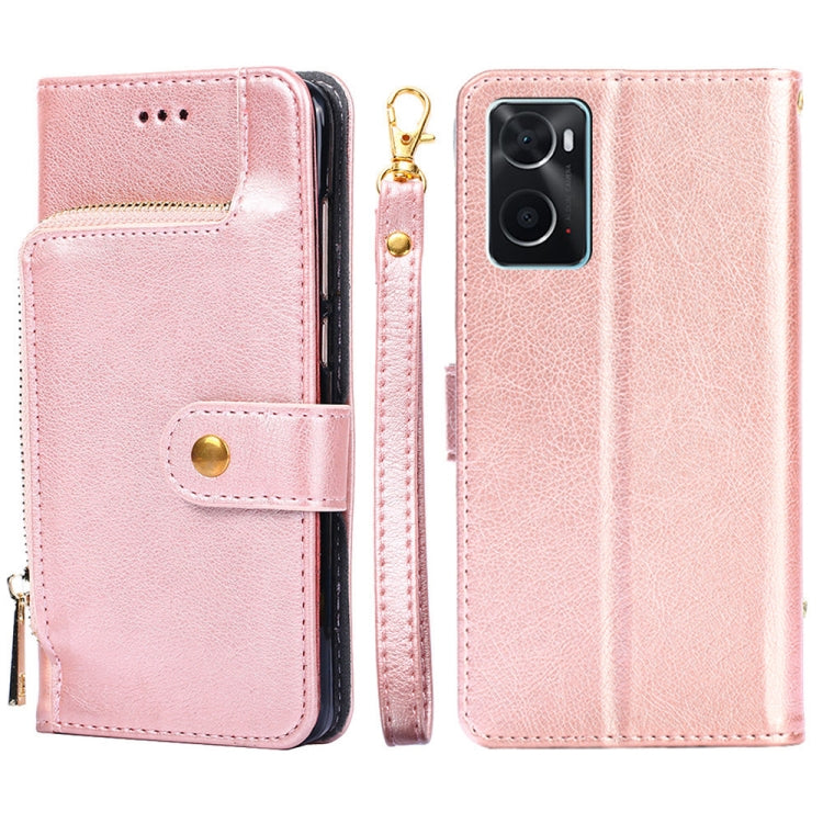 Zipper Bag Leather Phone Case – Card Slot, Leather, TPU, For Motorola Moto E32, For OPPO A36/A76 4G Global, For OPPO A57 5G 2022/Realme Q5i, For Motorola Moto G22, For OPPO A95 5G, For Motorola Moto G52 4G/Moto G82 5G For OPPO A36 A76 4G Global Rose Gold