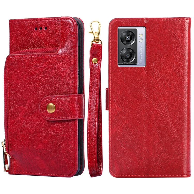 Zipper Bag Leather Phone Case – Card Slot, Leather, TPU, For Motorola Moto E32, For OPPO A36/A76 4G Global, For OPPO A57 5G 2022/Realme Q5i, For Motorola Moto G22, For OPPO A95 5G, For Motorola Moto G52 4G/Moto G82 5G For OPPO A57 5G 2022 Realme Q5i Red