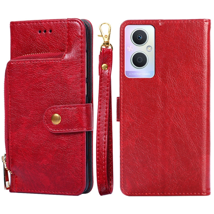 Zipper Bag Leather Phone Case – Card Slot, Leather, TPU, For Motorola Moto E32, For OPPO A36/A76 4G Global, For OPPO A57 5G 2022/Realme Q5i, For Motorola Moto G22, For OPPO A95 5G, For Motorola Moto G52 4G/Moto G82 5G For OPPO A95 5G Red