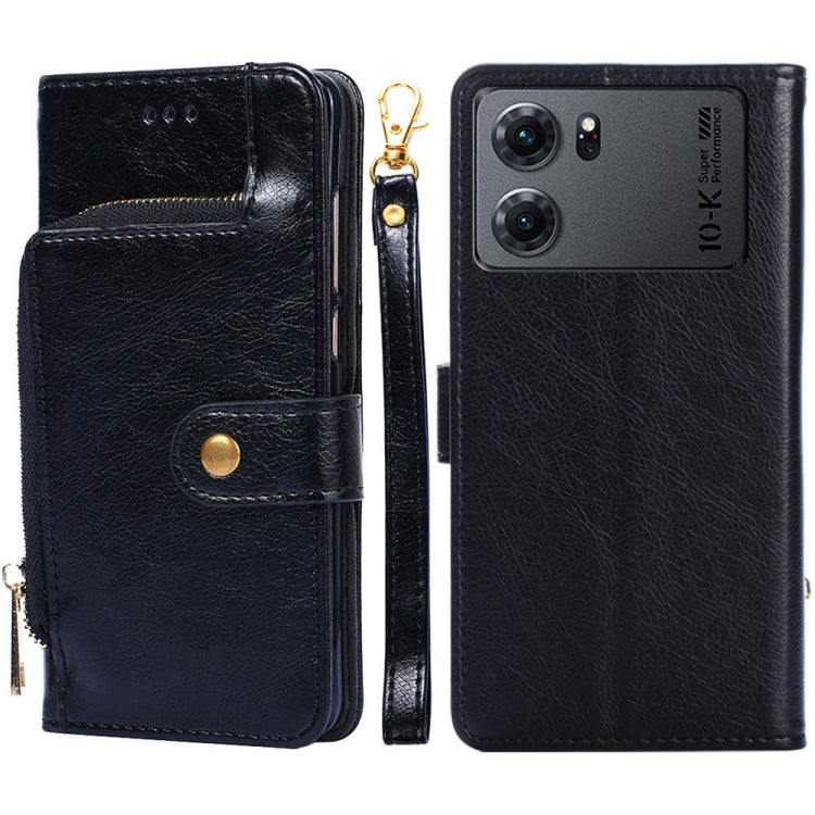 Zipper Bag Leather Phone Case – Card Slot, Leather, TPU, For OPPO Find X5 Pro, For OPPO K10 5G, For OPPO K10 Pro 5G, For OPPO Reno7 4G/F21 Pro 4G, For OPPO Reno7 5G Global/Find X5 Lite, For OPPO Realme 9 Pro For OPPO K10 5G Black