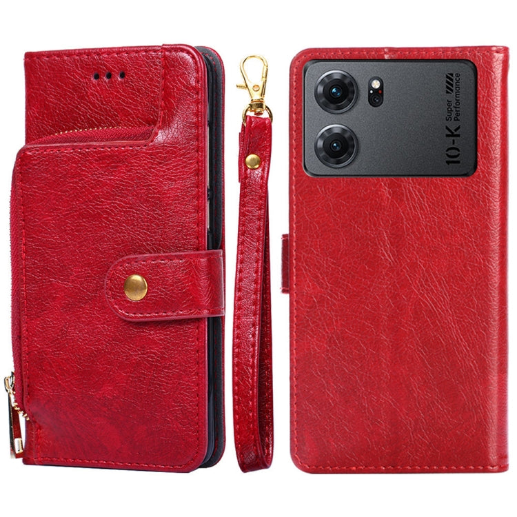 Zipper Bag Leather Phone Case – Card Slot, Leather, TPU, For OPPO Find X5 Pro, For OPPO K10 5G, For OPPO K10 Pro 5G, For OPPO Reno7 4G/F21 Pro 4G, For OPPO Reno7 5G Global/Find X5 Lite, For OPPO Realme 9 Pro For OPPO K10 5G Red