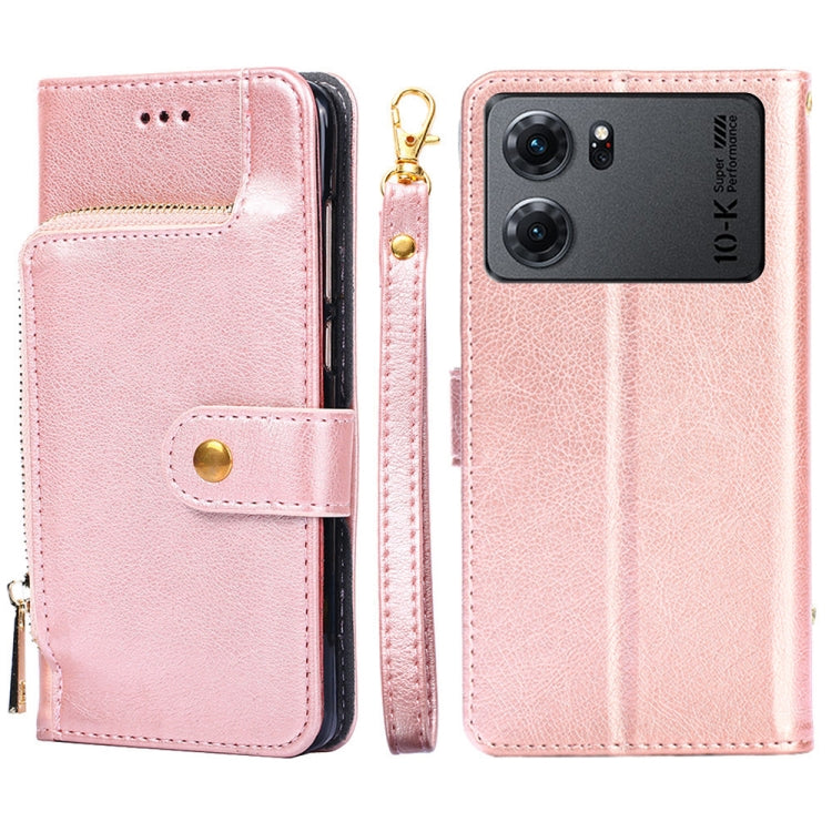 Zipper Bag Leather Phone Case – Card Slot, Leather, TPU, For OPPO Find X5 Pro, For OPPO K10 5G, For OPPO K10 Pro 5G, For OPPO Reno7 4G/F21 Pro 4G, For OPPO Reno7 5G Global/Find X5 Lite, For OPPO Realme 9 Pro For OPPO K10 5G Rose Gold