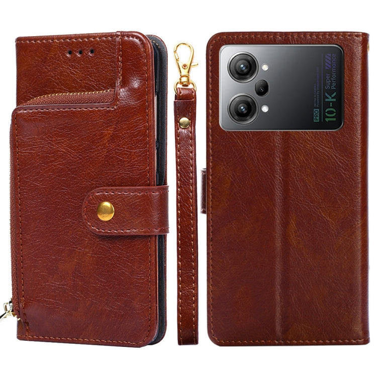 Zipper Bag Leather Phone Case – Card Slot, Leather, TPU, For OPPO Find X5 Pro, For OPPO K10 5G, For OPPO K10 Pro 5G, For OPPO Reno7 4G/F21 Pro 4G, For OPPO Reno7 5G Global/Find X5 Lite, For OPPO Realme 9 Pro For OPPO K10 Pro 5G Brown