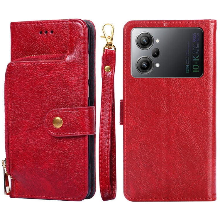 Zipper Bag Leather Phone Case – Card Slot, Leather, TPU, For OPPO Find X5 Pro, For OPPO K10 5G, For OPPO K10 Pro 5G, For OPPO Reno7 4G/F21 Pro 4G, For OPPO Reno7 5G Global/Find X5 Lite, For OPPO Realme 9 Pro For OPPO K10 Pro 5G Red