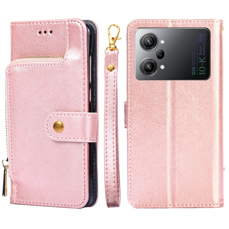 Zipper Bag Leather Phone Case – Card Slot, Leather, TPU, For OPPO Find X5 Pro, For OPPO K10 5G, For OPPO K10 Pro 5G, For OPPO Reno7 4G/F21 Pro 4G, For OPPO Reno7 5G Global/Find X5 Lite, For OPPO Realme 9 Pro For OPPO K10 Pro 5G Rose Gold