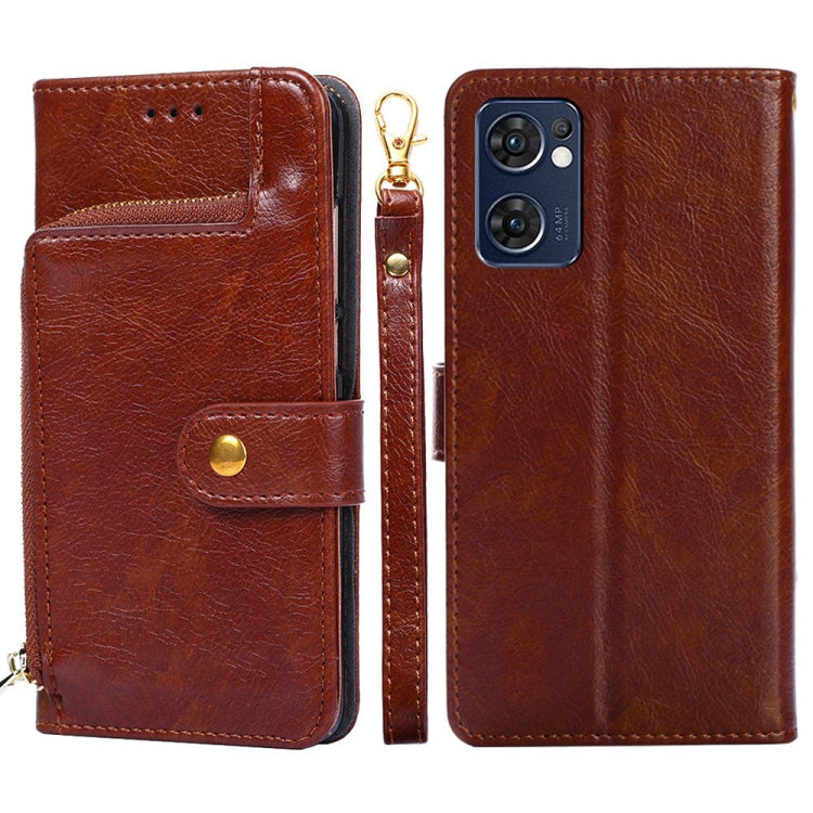 Zipper Bag Leather Phone Case – Card Slot, Leather, TPU, For OPPO Find X5 Pro, For OPPO K10 5G, For OPPO K10 Pro 5G, For OPPO Reno7 4G/F21 Pro 4G, For OPPO Reno7 5G Global/Find X5 Lite, For OPPO Realme 9 Pro For OPPO Reno7 5G Global Find X5 Lite Brown