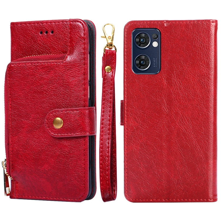 Zipper Bag Leather Phone Case – Card Slot, Leather, TPU, For OPPO Find X5 Pro, For OPPO K10 5G, For OPPO K10 Pro 5G, For OPPO Reno7 4G/F21 Pro 4G, For OPPO Reno7 5G Global/Find X5 Lite, For OPPO Realme 9 Pro For OPPO Reno7 5G Global Find X5 Lite Red