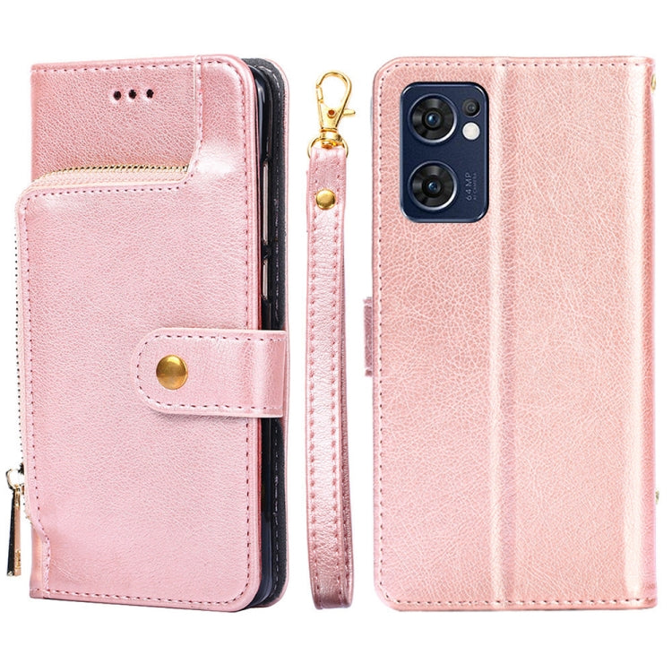 Zipper Bag Leather Phone Case – Card Slot, Leather, TPU, For OPPO Find X5 Pro, For OPPO K10 5G, For OPPO K10 Pro 5G, For OPPO Reno7 4G/F21 Pro 4G, For OPPO Reno7 5G Global/Find X5 Lite, For OPPO Realme 9 Pro For OPPO Reno7 5G Global Find X5 Lite Rose Gold
