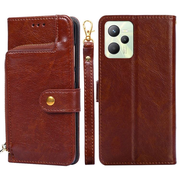 Zipper Bag Leather Phone Case, For OPPO Realme 9 Pro+/Realme 9 Pro Plus, For OPPO Realme 9 Pro+, For OPPO Realme?9i/A36?4G/A96?4G/K10?4G/A76?4G, For OPPO Realme C35, For OPPO Realme GT Neo 3, For OPPO Realme GT2 Pro, For OPPO Realme Narzo 50i For OPPO Realme C35 Brown