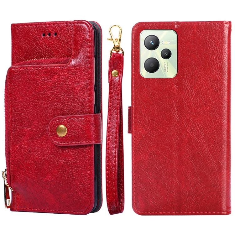 Zipper Bag Leather Phone Case, For OPPO Realme 9 Pro+/Realme 9 Pro Plus, For OPPO Realme 9 Pro+, For OPPO Realme?9i/A36?4G/A96?4G/K10?4G/A76?4G, For OPPO Realme C35, For OPPO Realme GT Neo 3, For OPPO Realme GT2 Pro, For OPPO Realme Narzo 50i For OPPO Realme C35 Red