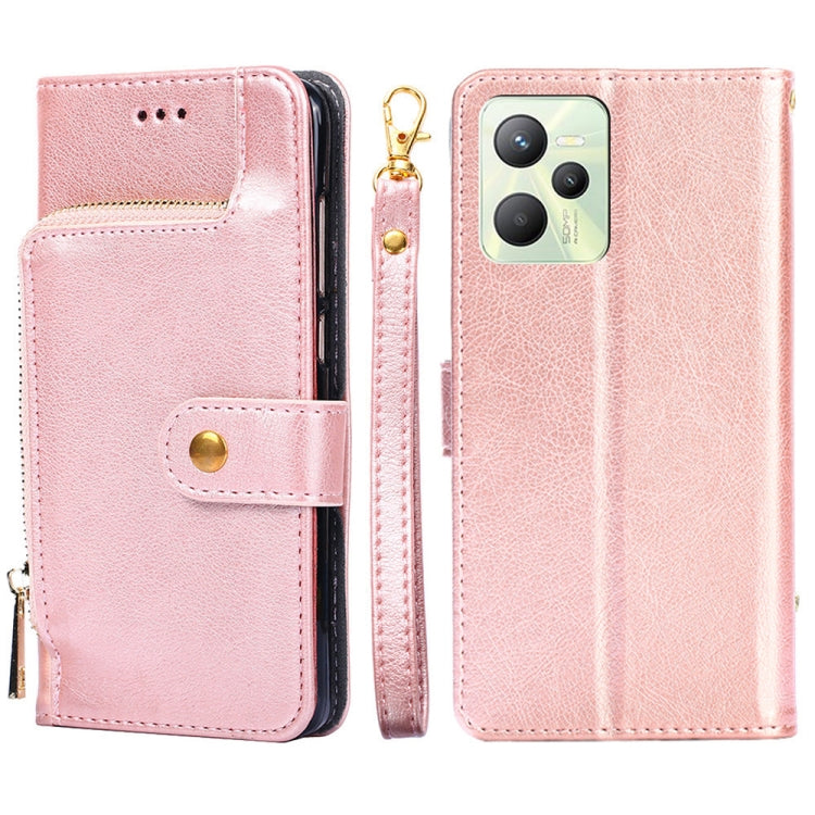 Zipper Bag Leather Phone Case, For OPPO Realme 9 Pro+/Realme 9 Pro Plus, For OPPO Realme 9 Pro+, For OPPO Realme?9i/A36?4G/A96?4G/K10?4G/A76?4G, For OPPO Realme C35, For OPPO Realme GT Neo 3, For OPPO Realme GT2 Pro, For OPPO Realme Narzo 50i For OPPO Realme C35 Rose Gold