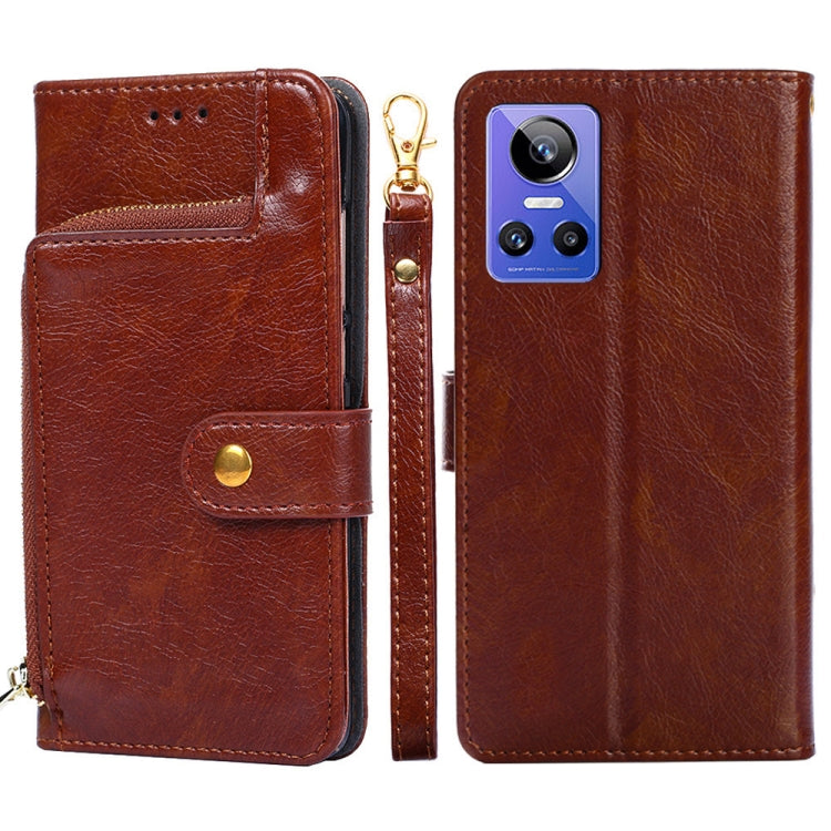 Zipper Bag Leather Phone Case, For OPPO Realme 9 Pro+/Realme 9 Pro Plus, For OPPO Realme 9 Pro+, For OPPO Realme?9i/A36?4G/A96?4G/K10?4G/A76?4G, For OPPO Realme C35, For OPPO Realme GT Neo 3, For OPPO Realme GT2 Pro, For OPPO Realme Narzo 50i For OPPO Realme GT Neo 3 Brown